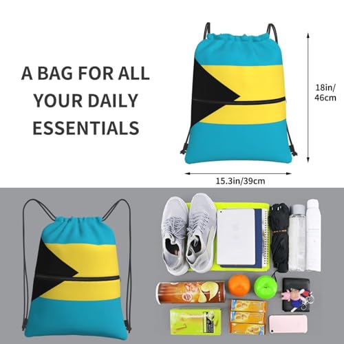 Flag of the Bahamas Drawstring backpack sports gym bag waterproof material suitable for gym shopping sports yoga, travel.3