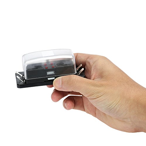 Yorten Suporte para caixa de fusíveis de 4 vias com kit de luz de advertência de LED para barco auto