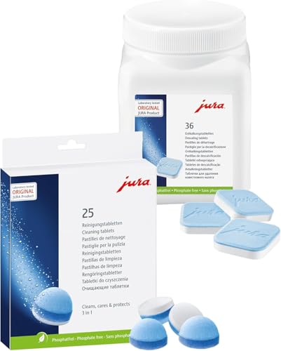Jura Pack Combinado – 25 Pastillas de Limpieza + 36 Pastillas Descalcificadoras para Cafeteras Automáticas