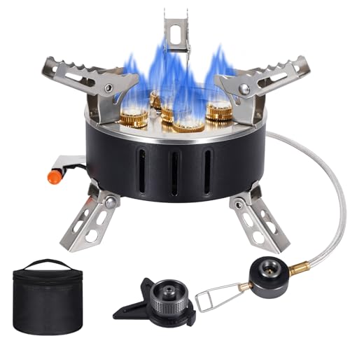 11000W Camping Stove, LAMA Portable Ultralight Backpacking Gas Stove Big Burner Gas Stove with Piezo Ignition and Carrying Case for Picnic Backpacking Trekking Black - Image 8