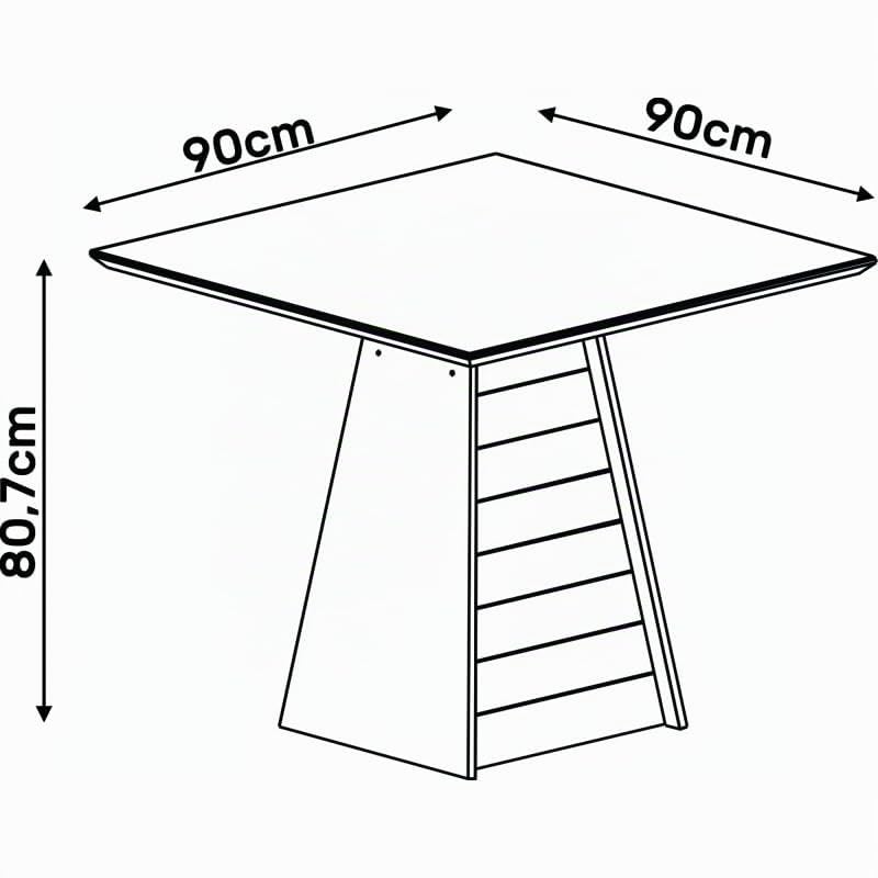 Table à Manger 4 Places Carrée Chêne et Blanc Dessus Verre L 90 H 80.7 cm