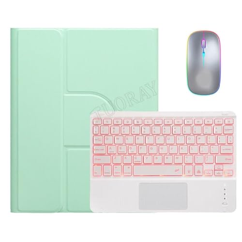 Étui en cuir iPad Air 4 10.9 avec clavier blanc rétroéclairé haut de gamme vert