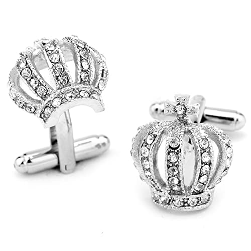 Fascigirl Gemelos de aleación de corona personalizada con diamantes de imitación de moda simple para hombres y mujeres, negocios, oficina, boda, fiesta, reunión Cover