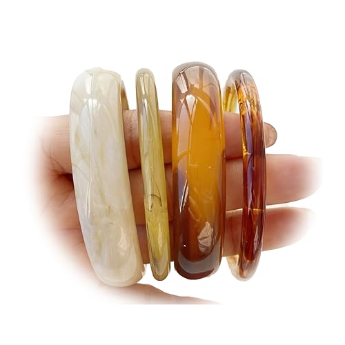F ME Acrylic Bangles Bracelets for Women Irregular Acrylic Resin Chunky Bracelets Geometric Fashions Thick Statement bangle Set