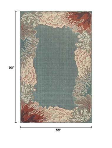 Liora-Manne-Riviera-Low-Profile-Easy-Care-Weather-Resistant-IndoorOutdoor-Rug-Transitional-Botanical-Ocean-Contemporary-Reef-Border-Ocean-410-x-76 Liora Manne Riviera Low Profile Easy Care Weather Resistant IndoorOutdoor Rug Transitional Botanical Ocean Contemporary Reef Border Ocean 410 x 76