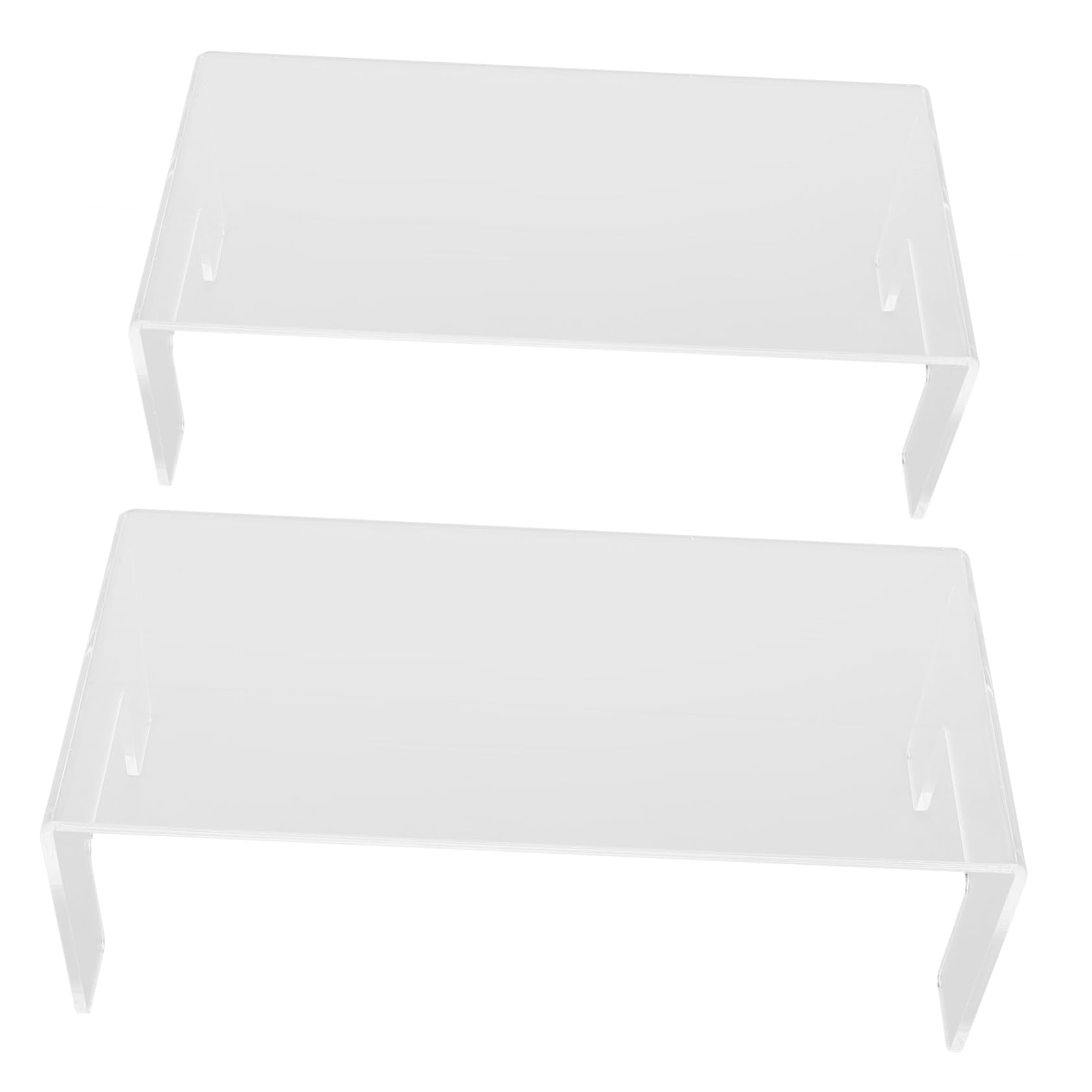 Cabilock 2Pcs U Shaped Riser for Collectibles and Desserts Clear Showcase Stand for Home and Retail Display