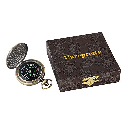 Uarepretty Portable Travel Camping Copper Compass Military Lensatic Compass Tactical Compass Waterproof Navigation Compass for Hiking, Camping, Motoring, Boating