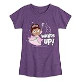 HYBRID APPAREL Super Why - Wands Up Princess Pea - Girls Fitted Short Sleeve Tee - Size X-Large Heather Purple