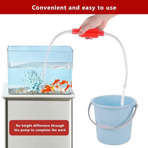 Handpumpe Benzinpumpe für Kanister Pumpe, Absaugpumpe mit 2 STK 1,75M Schlauchschellen, Manuelle Kraftstoffpumpe, Umfüllpumpe Siphonpumpe für Benzin Gas Öl Kraftstoff Benzin Diesel Wasser Aquarium