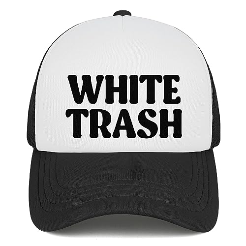 Ozrhuve Funny Trucker Hat White Trash Hat Redneck Hillbilly Funny Prank Party Snapback Baseball Cap