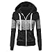 Lomelomme Damen Casual Hoodie Sweatjacke Kapuzenjacke mit Reißverschluss Sweatshirts Jacke Running Fitness mit Tasche, E-schwarz, XL