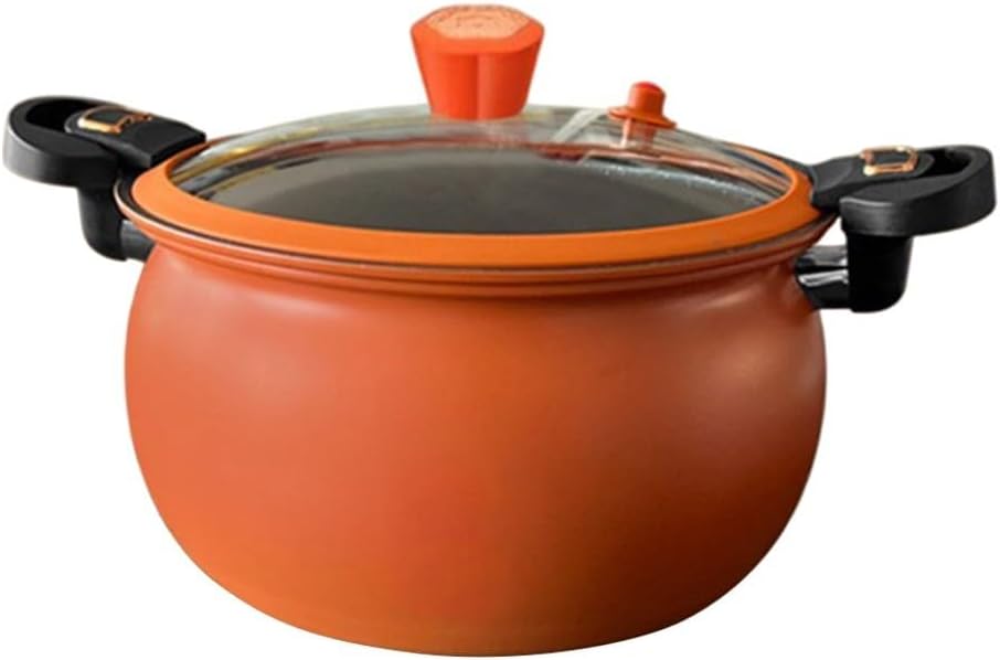Household Cooking Pot Non-Stick Pressure Cooker 6L For Home Use, Versatile Micro-Pressure Simmering Pot For Soups Beans And Grains, Easy Cleanup Metal Construction(Orange 8L)