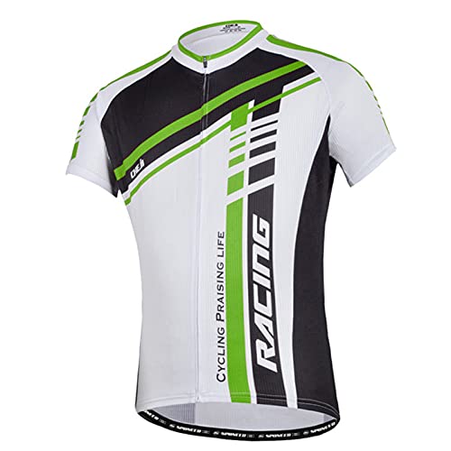 sponeed Men's Bicycle Jersey Polyester Shirt Tops Sublimation Print Size Asia XXXL/US XXL Green-White