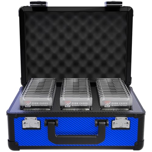Zion Cases Slab Case X Color Rush Graded Card Case; The Original Slab Case for Graded Cards; Fits PSA BGS HGA and CSG Graded Trading Card Slabs; Ideal Travel Storage Solution; (Carbon Fiber Blue)