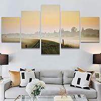 SIGNWIN 5 Panel Canvas Wall Art Setting in The Trees for Home Decorations Ready to Hang - 60