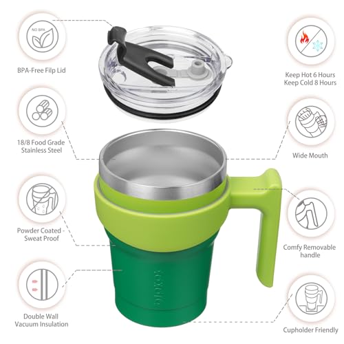 Image of BJPKPK 10 oz Mini Tumbler with Lid, Straw & Handle, Insulated Steel Cup