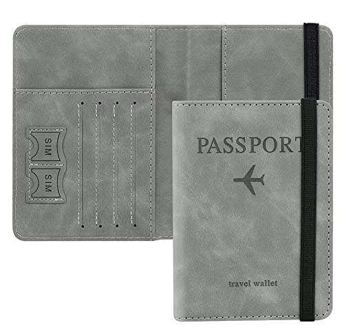 Image of House of Quirk Passport Holder Cover Travel Wallet Organiser, Passport Case with PU Leather Travel Document Holder for Men & Women Travel Accessories (Grey)