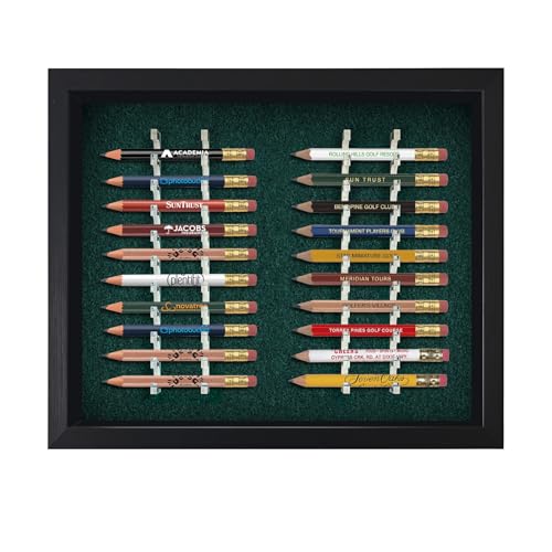 Golf Pencil Display Case Holds 20 Round or Hexagonal Golf Pencils Wall-Mount or Desktop Display Frame for Golf Tees Home or Office Golf Decor and Collectibles