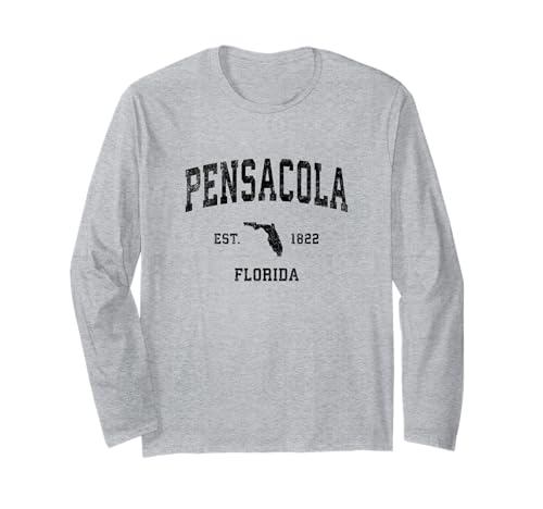 Pensacola Florida FL Diseño deportivo vintage estampado en negro Manga Larga