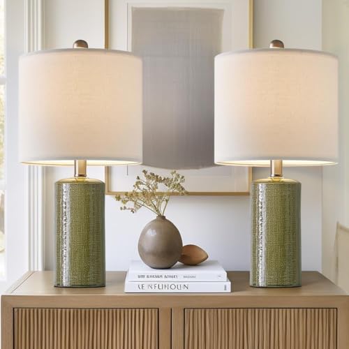 G-SAFAVA 20.25' Small Table Lamps Set of 2 Modern Ceramic Lamps for...