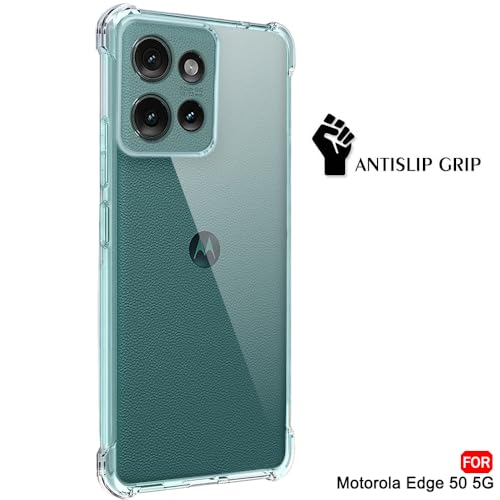 Image of TheGiftKart Crystal Clear Back Cover Case for Motorola Moto Edge 50 5G | Shockproof Soft TPU Case | Cushioned Edges for Ultimate Protection Back Cover Case (TPU, Transparent)
