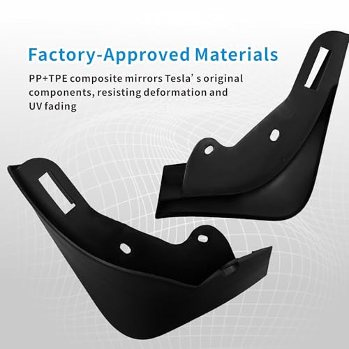 Image of Mud Flaps for Tesla Model Y 2020-2024 - No Drill Installation, OEM Material All-Weather Splash Guards, Durable Mud Guards Accessories Kit (Set of 4, Black)
