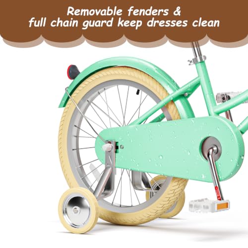 Image of Glaf 12 14 16 18 20 24 Inch Girls Bike for 2-15 Years Old | Kids Bike with Training Wheels,Girls Cruiser Bicycle, with Adjustable Seat and Handlebar,Gift