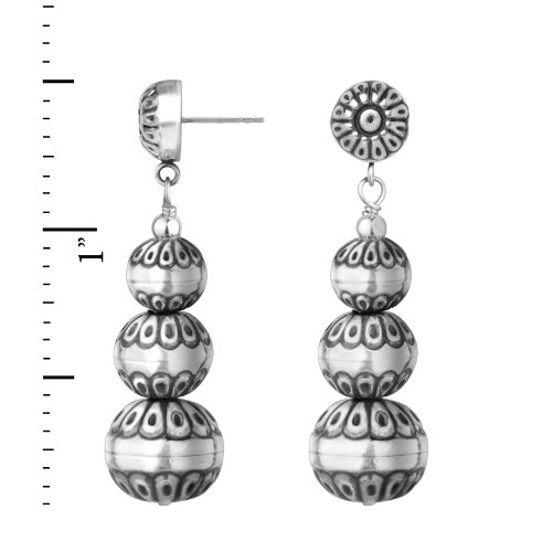 American West Jewelry Sterling Silver Native Pearl Graduated Drop Earrings3