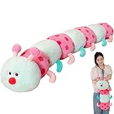 CASAGOOD 35.4 Inch Caterpillar Stuffed Animals Colorful Plush Toys Hugging Pillow Soft Plushies Doll (Aqua)