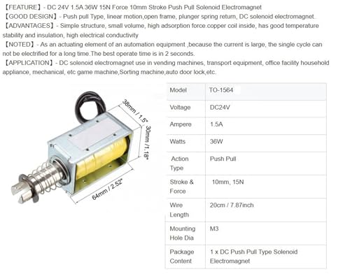 Électroaimant solénoïde linéaire 24V CC pour réparation mécanisme
