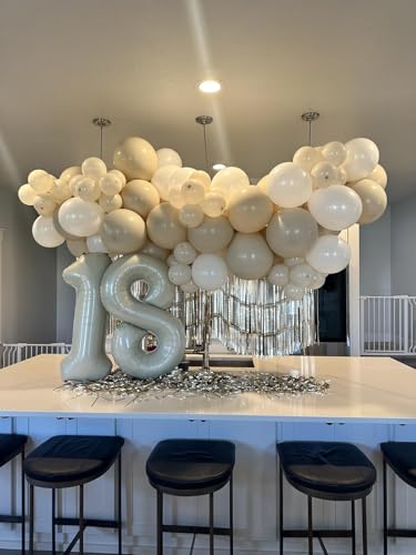 Image of 8 Balloon 40 inch Cream Number Balloons for 8th Birthday Party Decoration | Saturated Color, Large 40 inch, With Inflation Straw & Hanging Holes, Great for Wedding, Anniversary, Thanksgiving, Christmas