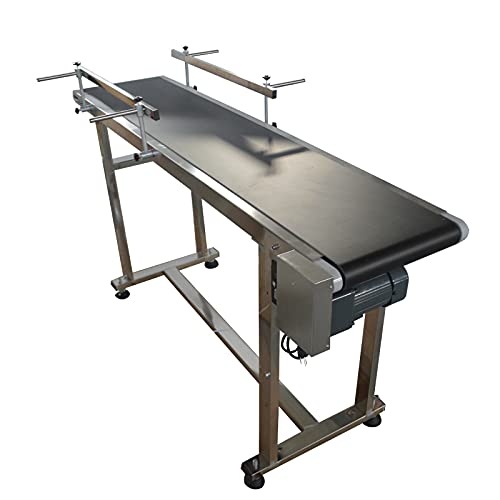 TECHTONGDA PVC Flat Conveyor Belt Systems Stainless Steel Frames Double Guardrails for Industrial Transport Conveyor Length 59inch Belt Width 11.8inch