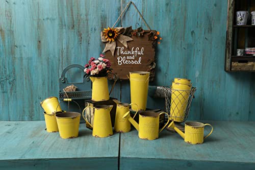 Apsoonsell French Style Shabby Chic Vase Metal Flower Vase Vintage Jug Rustic Farmhouse Decor For Home, Yellow #TOP6