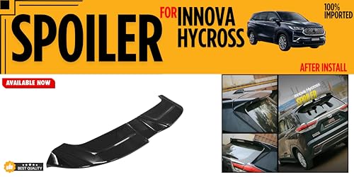 Image of KMH Rear Roof Spoiler Wing Compatible with Toyota Innova Hycross 2015 Onwards - Premium and Stylish Rear Mount Accessories for Enhanced Aerodynamics, Glossy Black Finish - Pack of 1