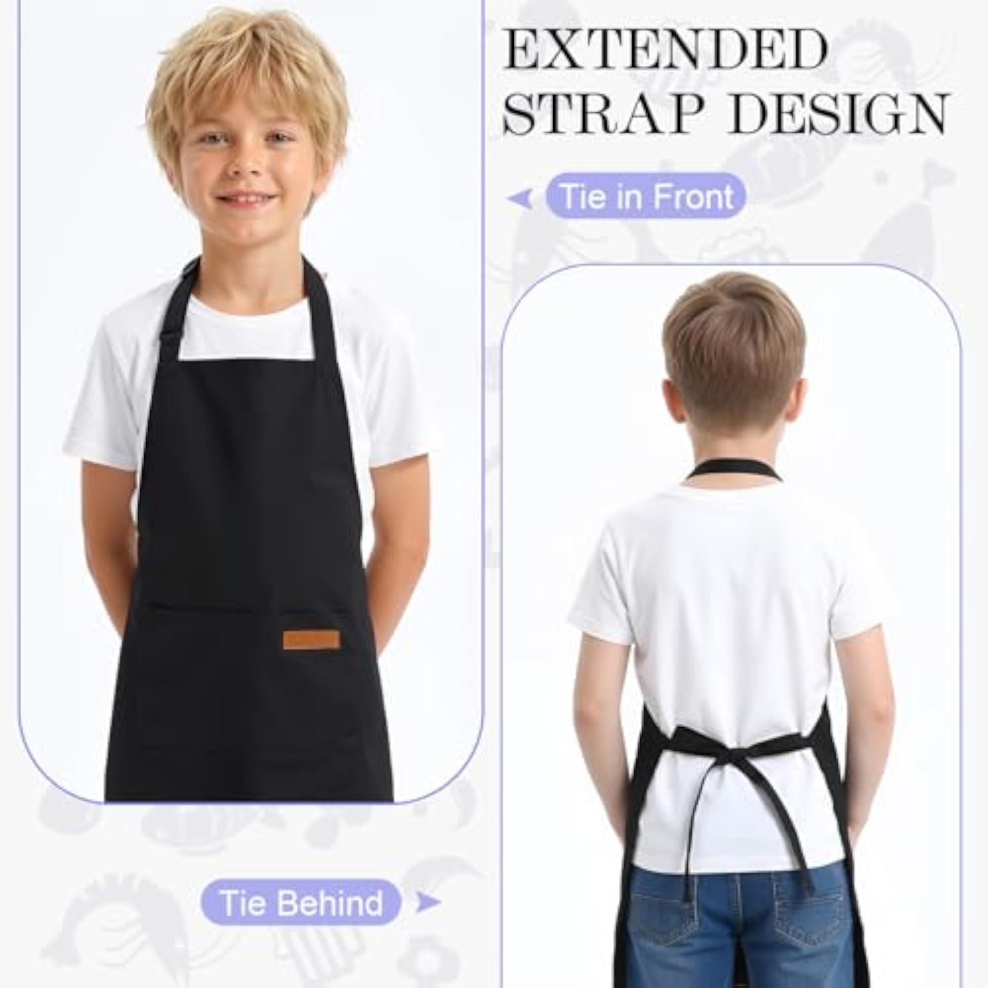 Stripes Kids Apron with 2 Pockets for Cooking