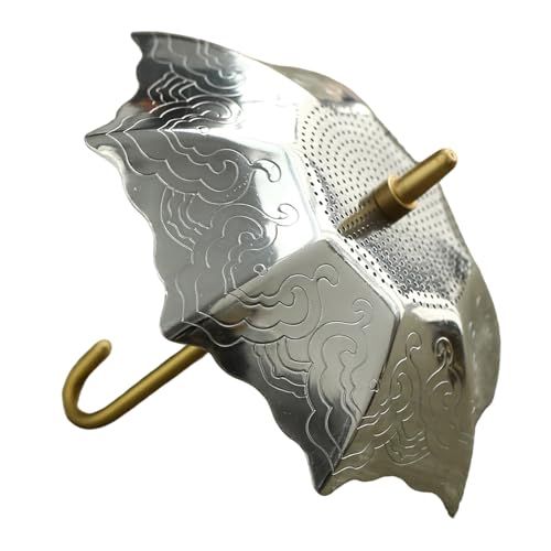 Ceramic Umbrella Tea Strainer with Tassels Umbrella Tea Infuser Umbrellas Shape Ceramic Teas Strainer Food Grade Stainless Steel Practical Meshes Infuser for Home Offices and Travel Use