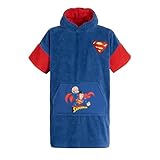 WAVE HAWAII Badeponcho Kinder, Surf Poncho aus natürlicher Baumwolle, Strand Poncho mit Kapuze – Kuscheliges Handtuch für Jungen und Mädchen für zu Hause, Freizeitbad & Reise, Größe (Superman, XS)