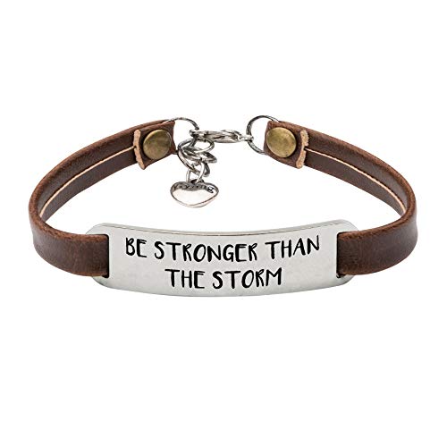 UNQJRY Inspirational Bracelets for Women Personalized Gifts for Her Daily Reminder Be Stronger Than The Storm