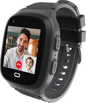 Pephexel 4G Kids Smart Watch Boys with GPS Tracker Location Video Call Cell Phone SOS Calling Voice Chat Camera Alarm Clock Touch Screen SmartWatch Gifts for Age 5-12 Kids (Black)
