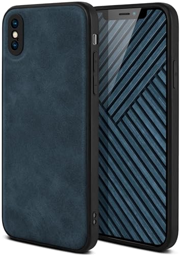 Coque Apple iPhone X et iPhone XS ONEFLOW Pali Case étui cuir végétalien bleu