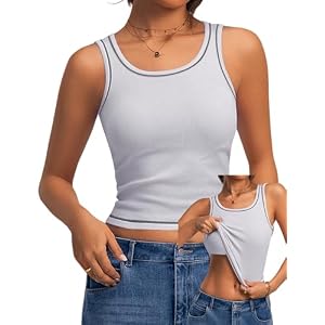 LOMON Tank Tops with Built in Bra for Women Sleeveless Ribbed Summer Tops