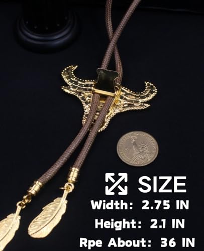 Image of PEARLY JUN Bolo Tie for Men Women Rhinestone Bling Western Cowboy Brown Leather Country Style String Wear Shirt Vest
