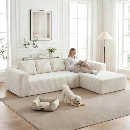 Yihomfy 261cm Canapé d'angle Convertible, Canape 3 Places en L, Compressible canapé modulable Cloud avec Assise Profonde, canape Dangle Convertible et...