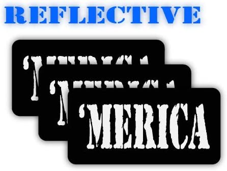 (3 Pack) Reflective Merica Hard Hat Stickers Bike Helmet Decals, Lunch Box Labels, Toolbox Patriotic Old Glory America USA AR-15 Lower Gun Stock, Size: 1 inch x 3 inch Each Decals