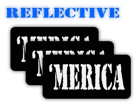 (3 Pack) Reflective Merica Hard Hat Stickers Bike Helmet Decals, Lunch Box Labels, Toolbox Patriotic Old Glory America USA AR-15 Lower Gun Stock, Size: 1 inch x 3 inch Each Decals
