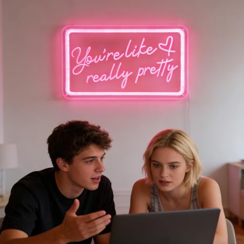 Image of Your like really pretty neon sign 15 * 9 inch for pink room decor,neon signs with dimmer and USB for teen girl room decor