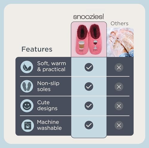 Image of Snoozies Coffee Slipper Socks for Women Cute Gifts and Fun House Slippers with Soft Sherpa Lining and Grips