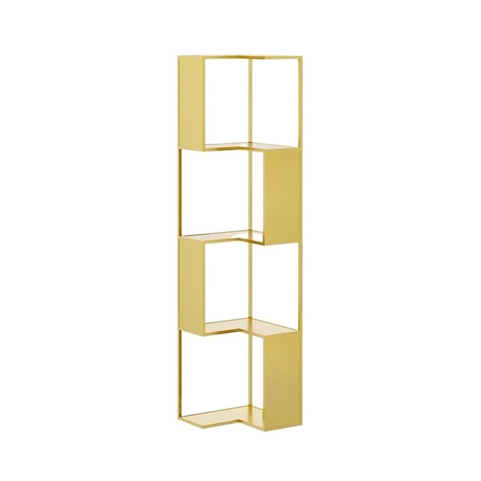 Zhaoj24-05 Bookcase Home Living Room Multi-tier Iron Bookshelf Modern Minimalist Corner Storage Stand(Gold)