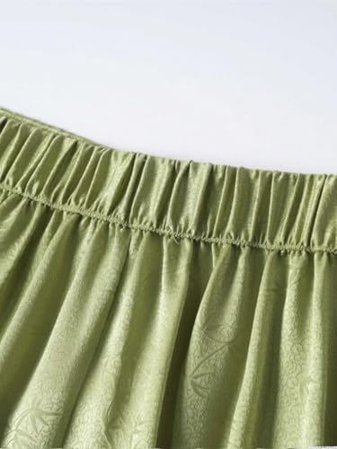 Women's Silk Midi Skirt with Twisted Compass Buckle and Zipper Detailing Solid and Floral Print4