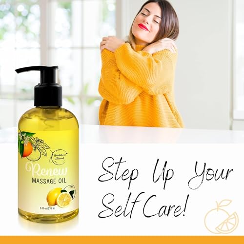 Brookethorne Naturals RENEW MASSAGE OIL With Orange, Lemon & Peppermint Essential Oils - Great For Massage Therapy Or Home Use. Ideal thumb #2